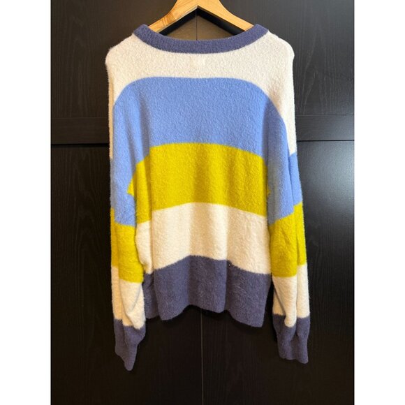 Aerie Women's Pullover Chenille Sweater Size Medium Striped Cozy Soft - Picture 2 of 7